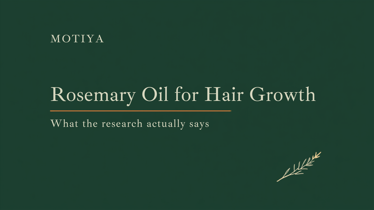 Motiya blog banner reading Rosemary Oil for Hair Growth