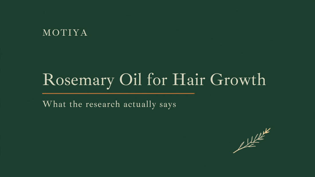 Motiya blog banner reading Rosemary Oil for Hair Growth